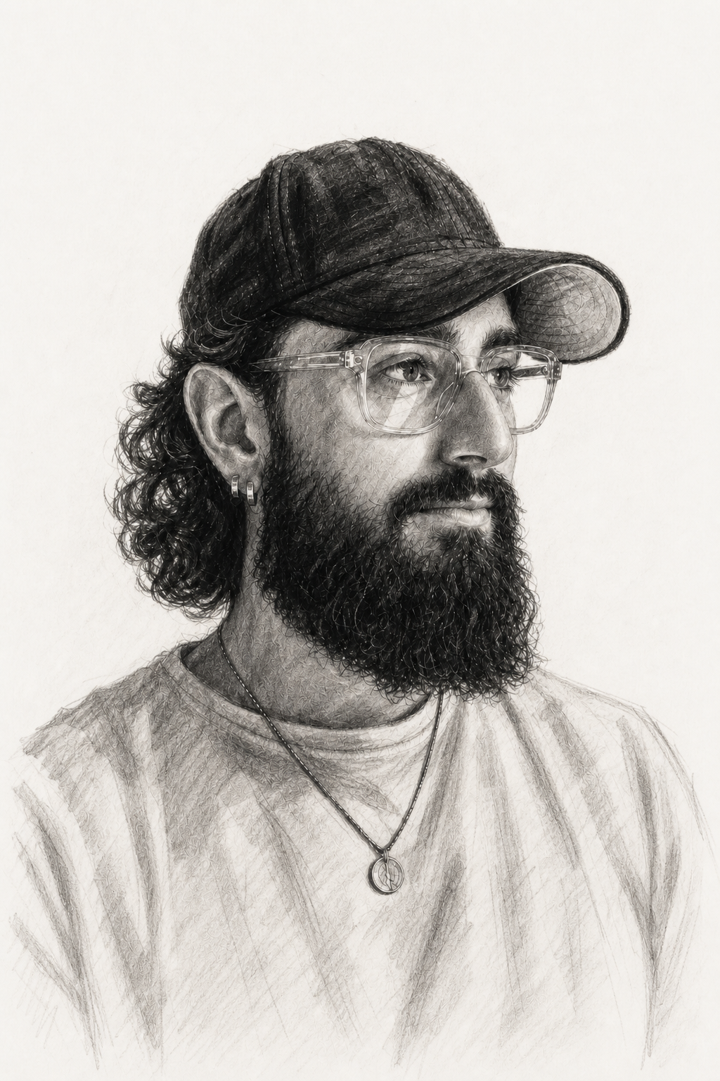 Portrait de Lewis Fleury dessiné au fusain